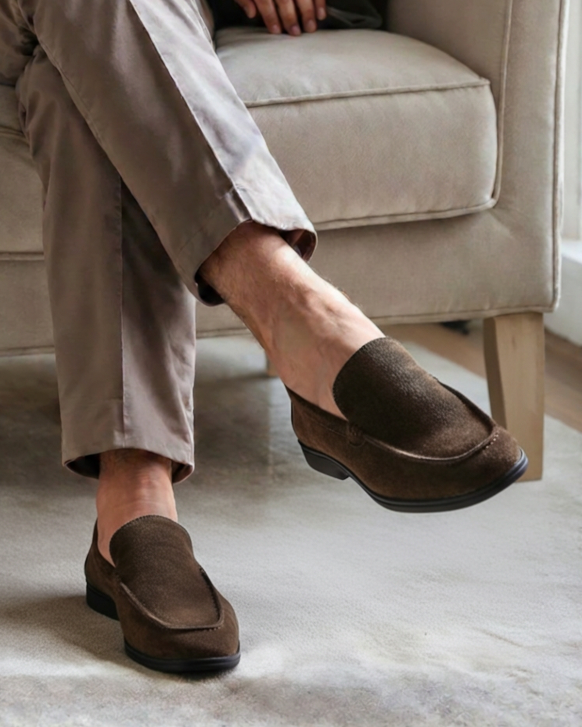 Black Sole Suede Loafers
