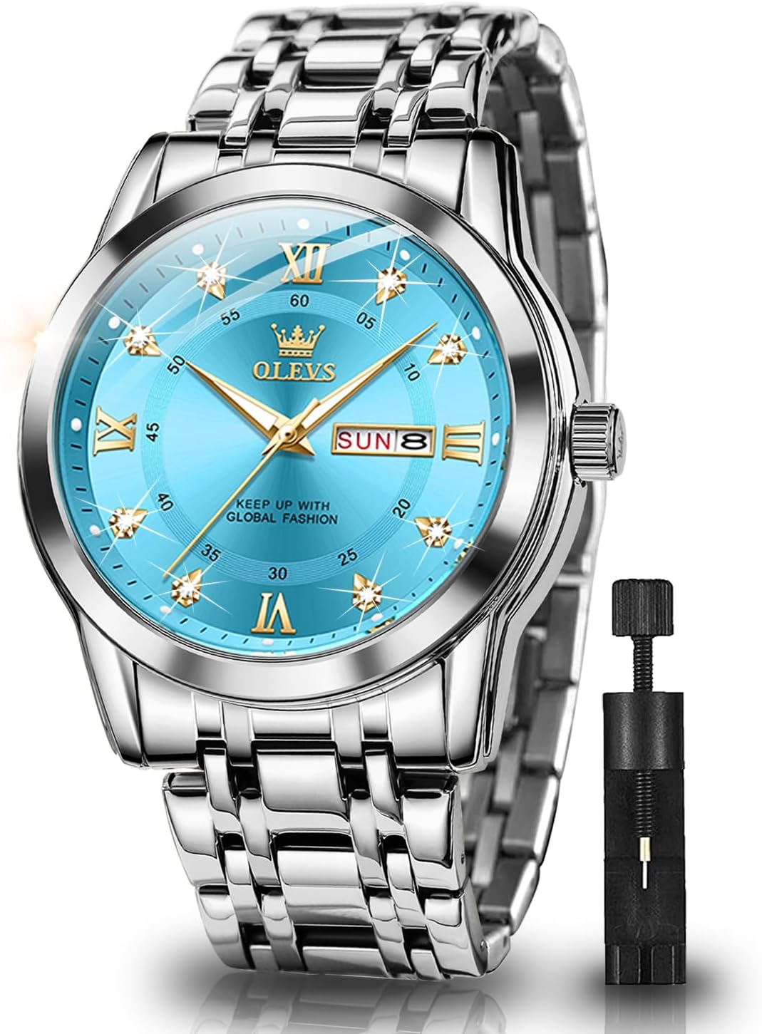 OLEVS Stainless Steel Quartz Men's Watch – Gold, Blue, Black or White Dial
