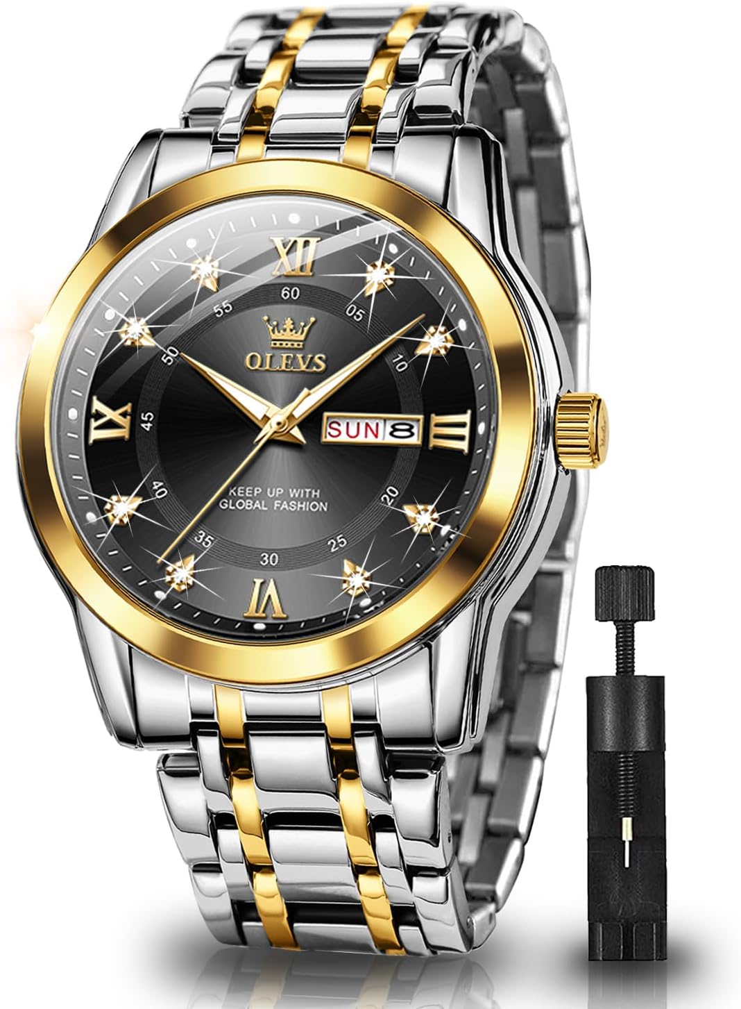 OLEVS Stainless Steel Quartz Men's Watch – Gold, Blue, Black or White Dial