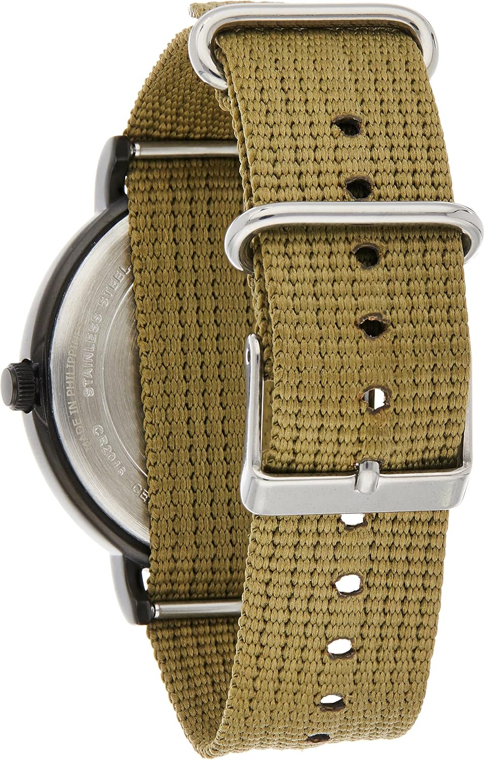 Timex Weekender XL 43 mm Men Black Case Olive Fabric Strap Watch