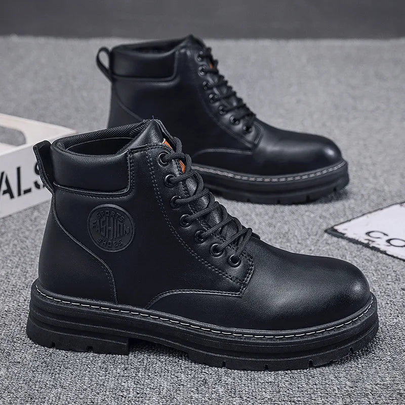 Men’s High-Top Leather Motorcycle Boots