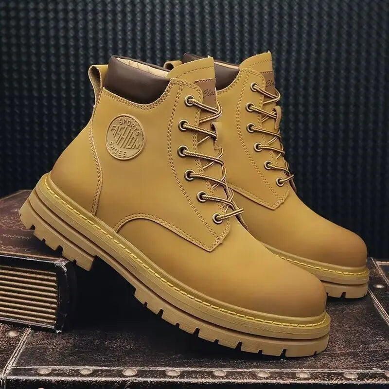 Men’s High-Top Leather Motorcycle Boots