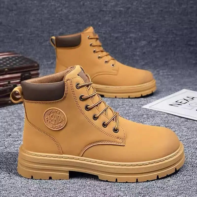 Men’s High-Top Leather Motorcycle Boots