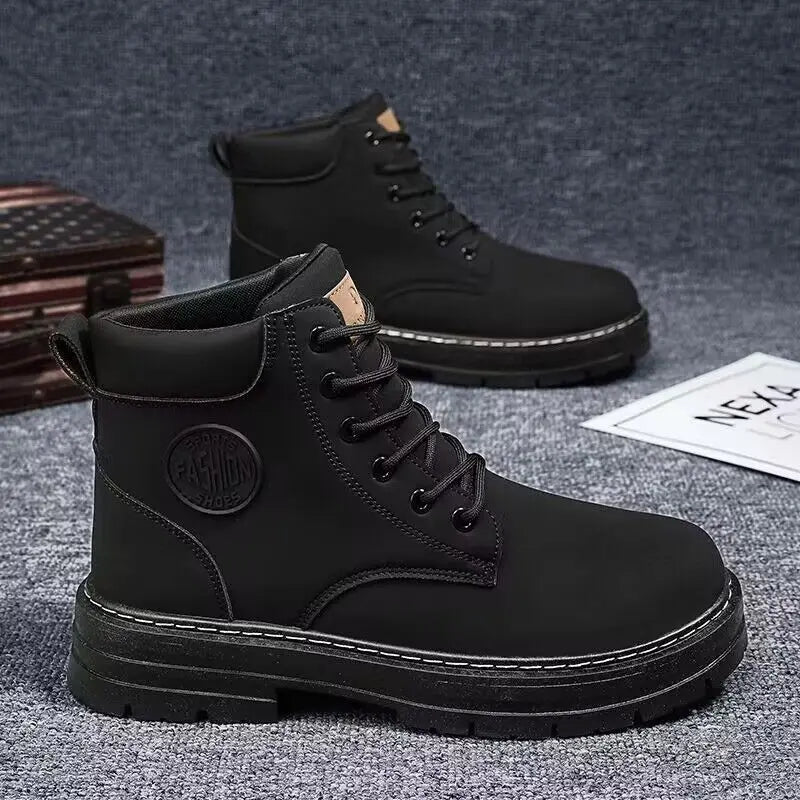 Men’s High-Top Leather Motorcycle Boots
