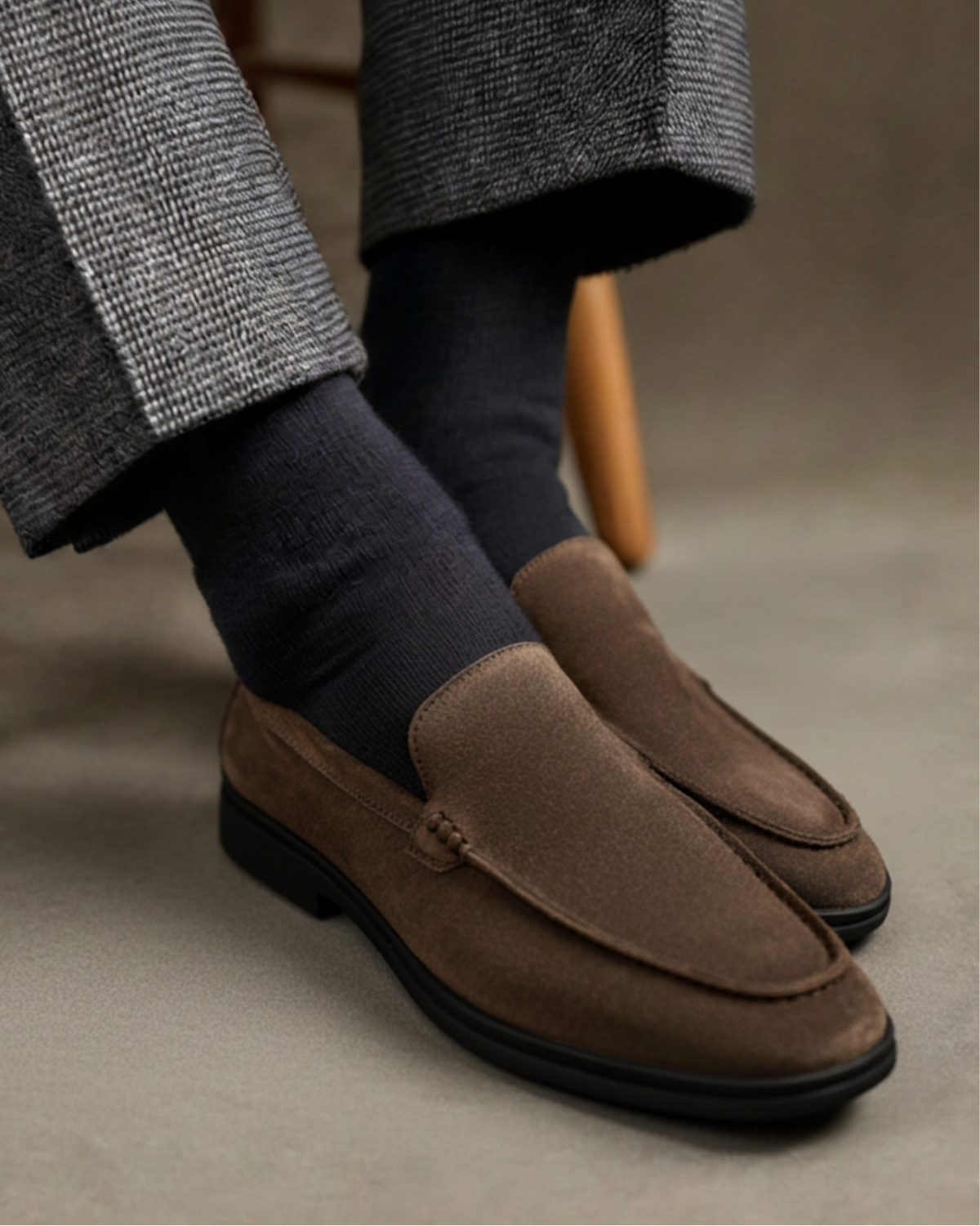 Black Sole Suede Loafers