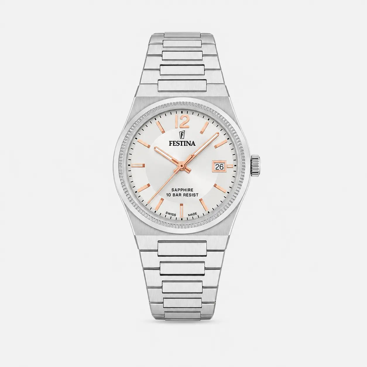 FESTINA Swiss Made Quartz 35 mm Stainless Steel Silver Dial Women's Watch