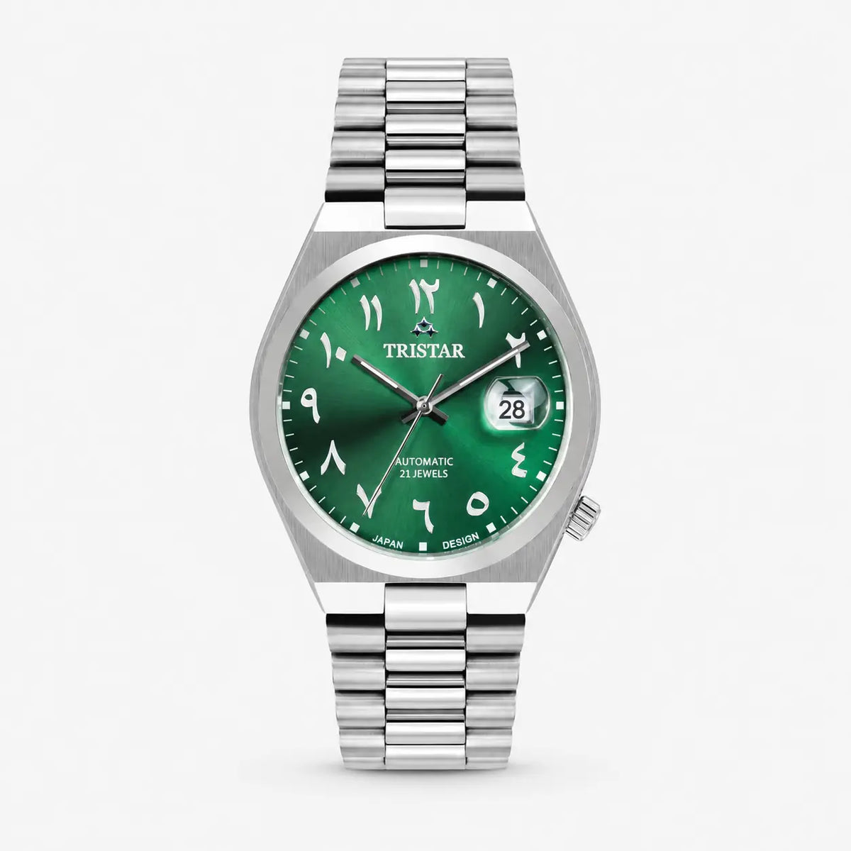Tristar Automatic Green Dial Arabic Dial Stainless Steel Men's Watch