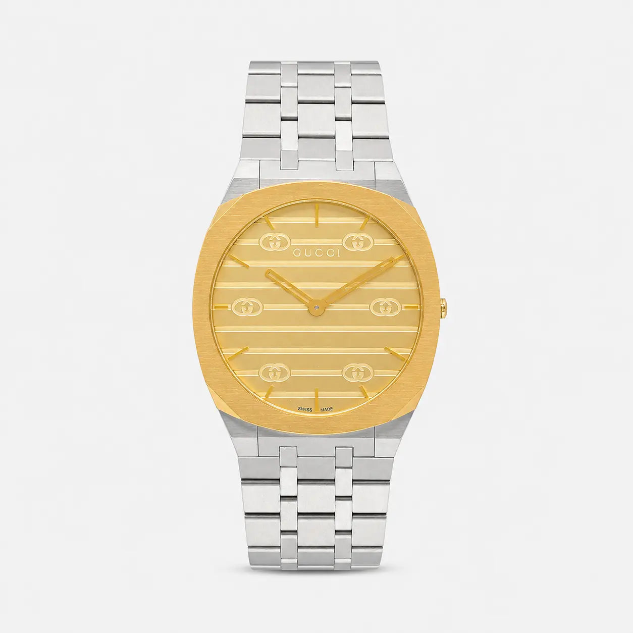 GUCCI 25H 38 mm Quartz Stainless Steel Gold Dial Men's Watch