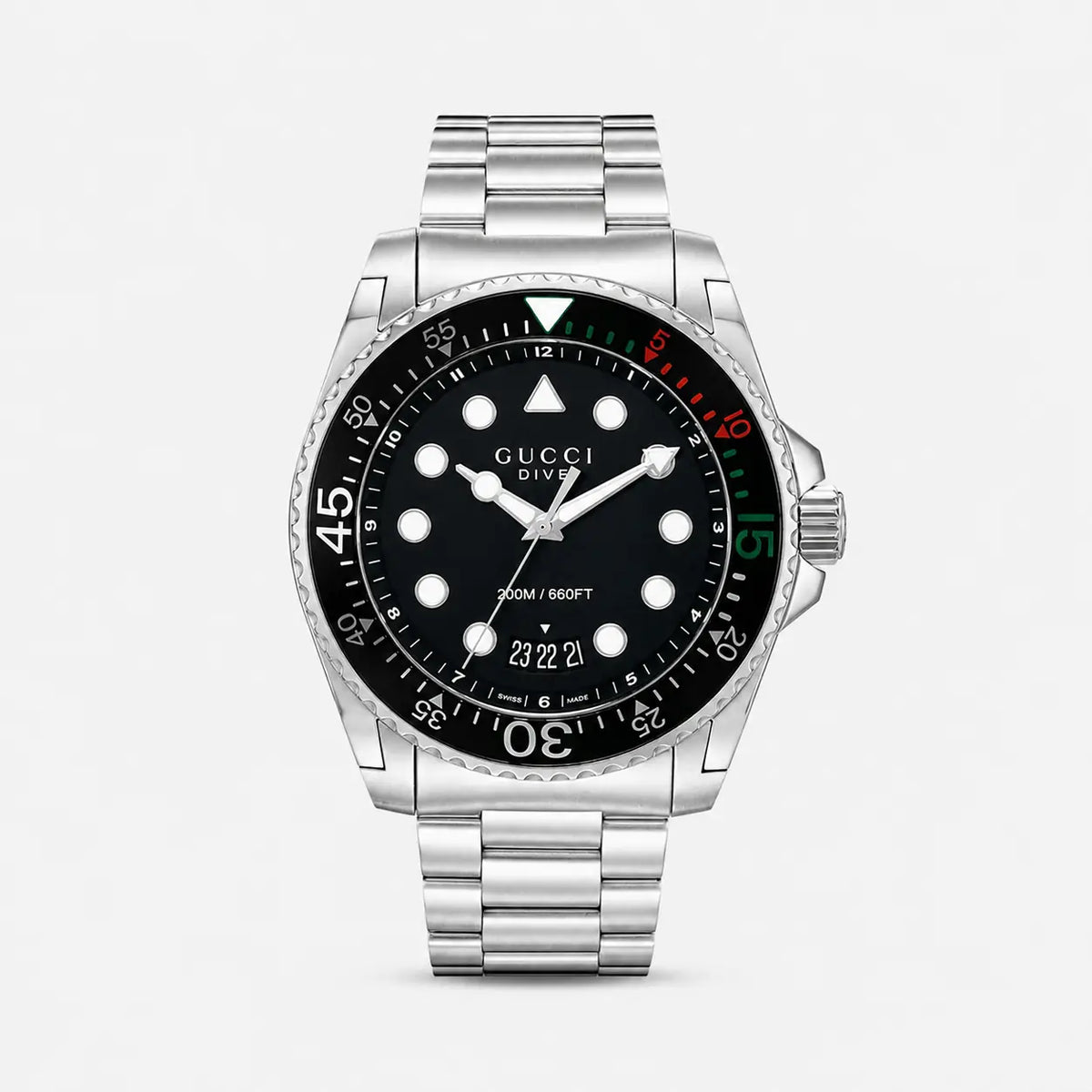 GUCCI Dive 45 mm Stainless Steel Black Matte Dial Rotating Bezel Men's Watch