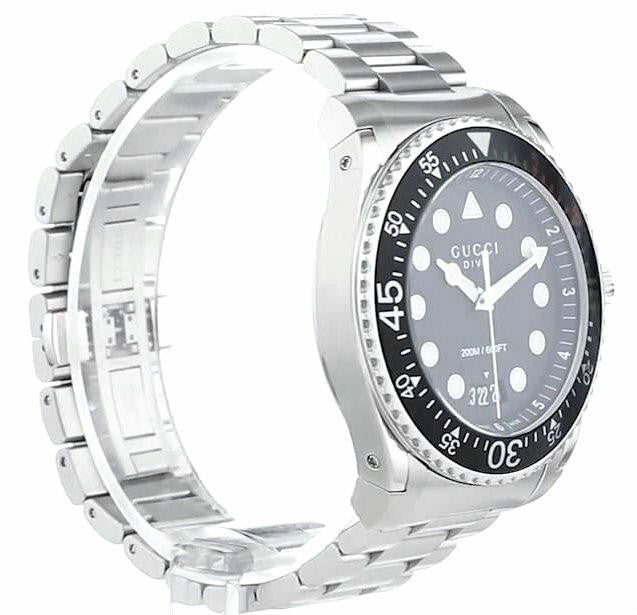 GUCCI Dive 45 mm Stainless Steel Black Matte Dial Rotating Bezel Men's Watch