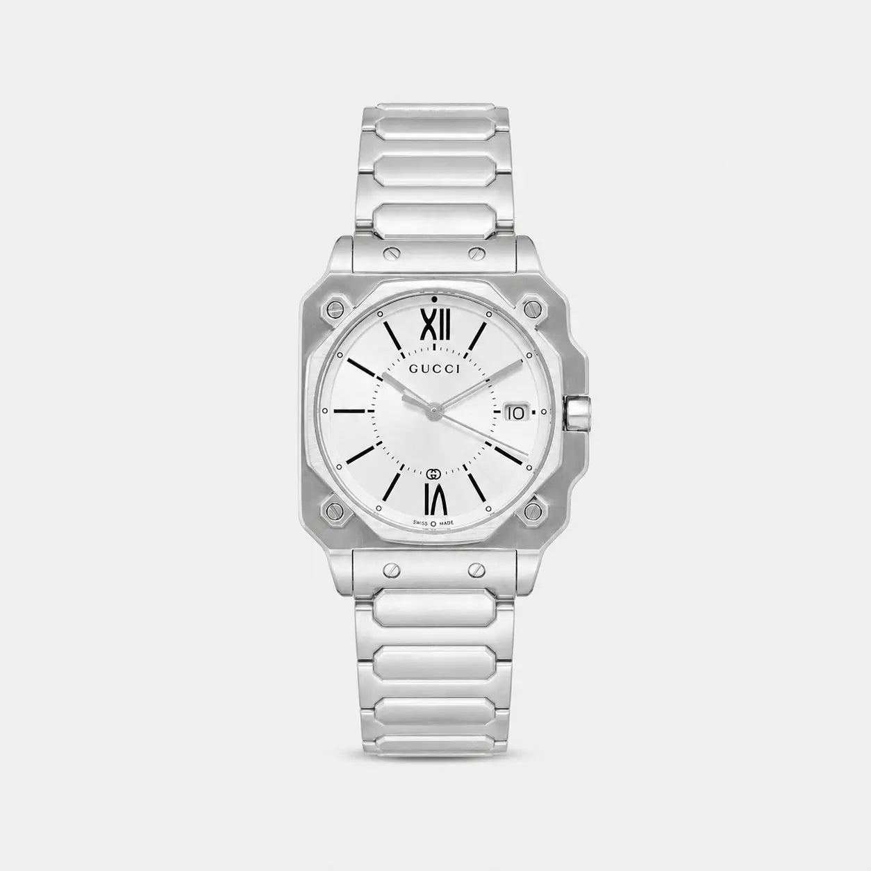 GUCCI G-Flat Quartz Stainless Steel 30 mm Silver Dial Women's Watch