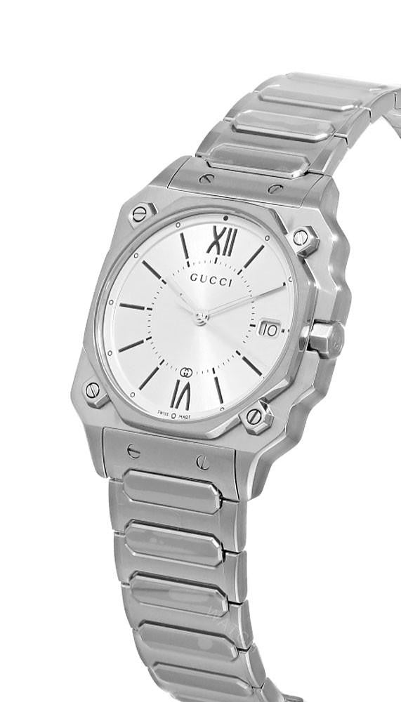 GUCCI G-Flat Quartz Stainless Steel 30 mm Silver Dial Women's Watch