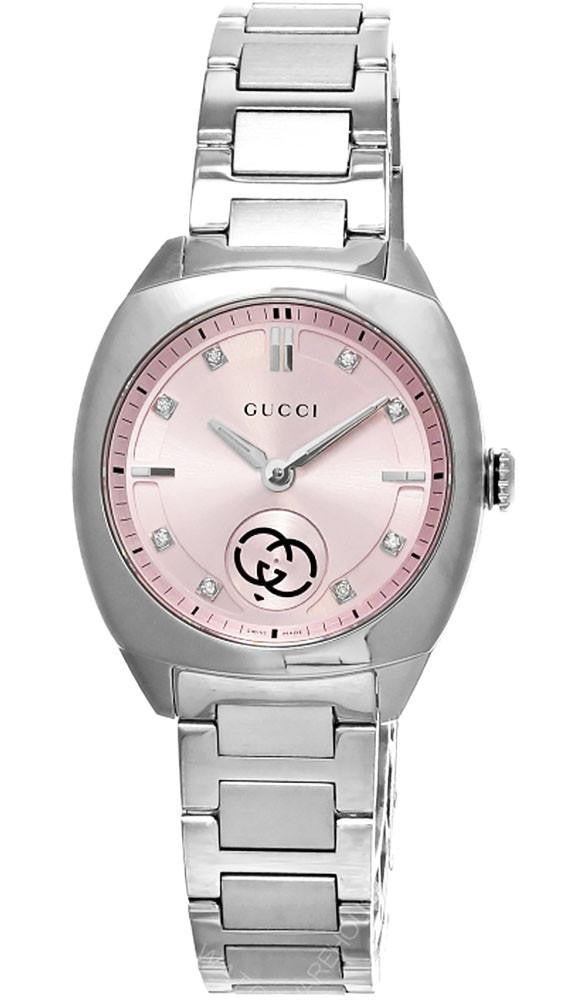 GUCCI G-Timeless Quartz Stainless Steel 29 mm Pink Diamond Dial Women's Watch