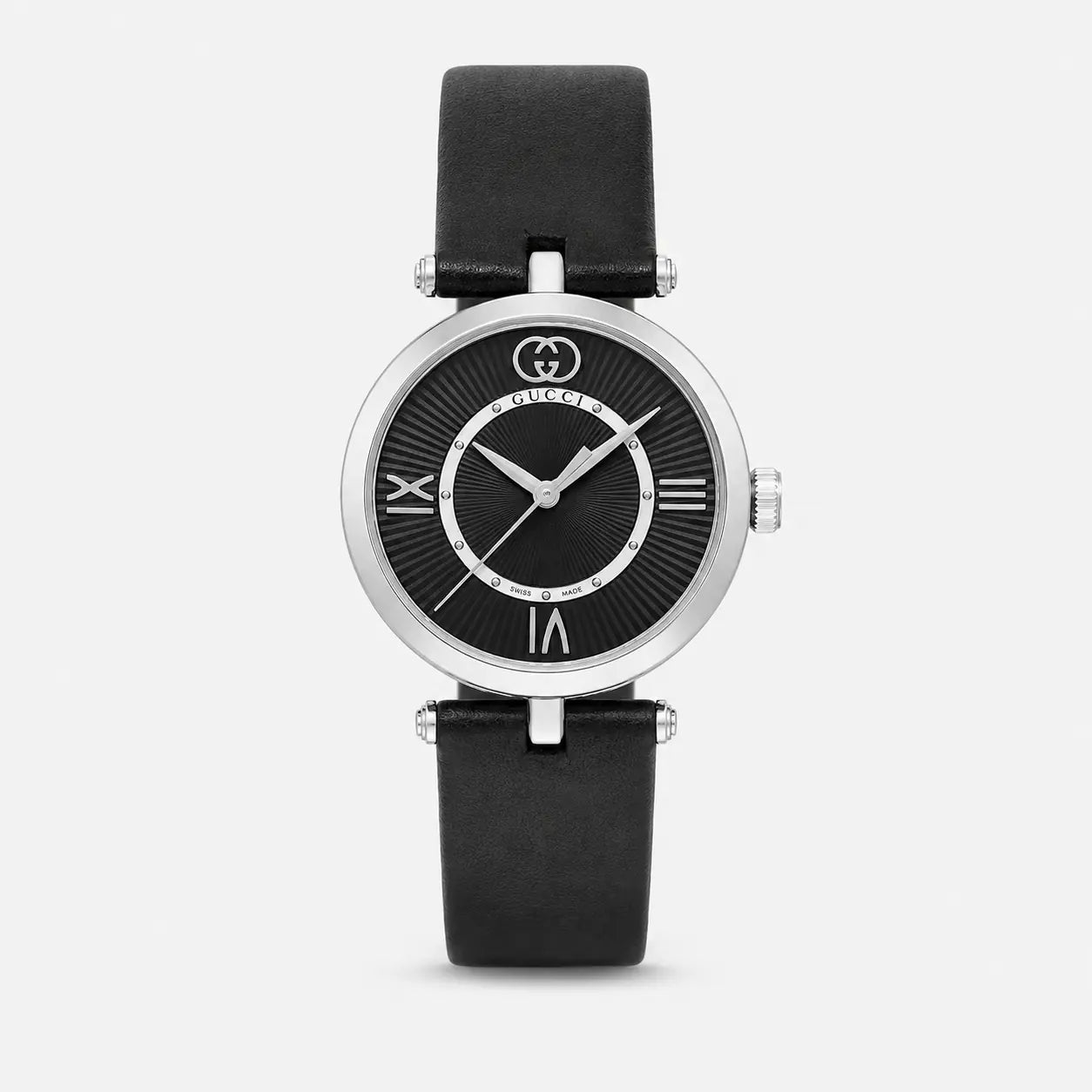 GUCCI Model 2000 Quartz 30 mm Black Leather Women's Watch