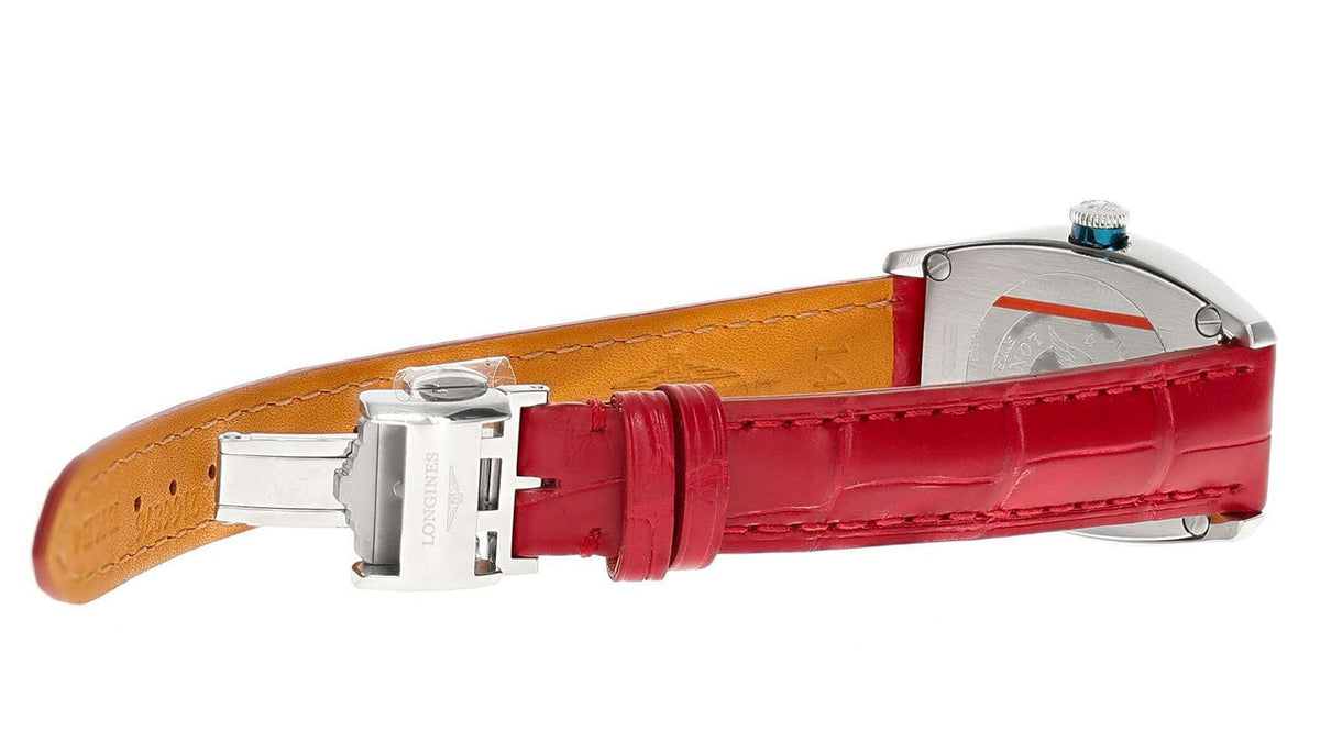 LONGINES Evidenza Automatic 30 mm Red Dial Leather Women's Watch