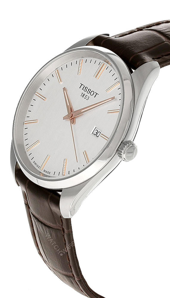 TISSOT PR 100 Quartz 40 mm Silver Dial Brown Leather Men's Watch