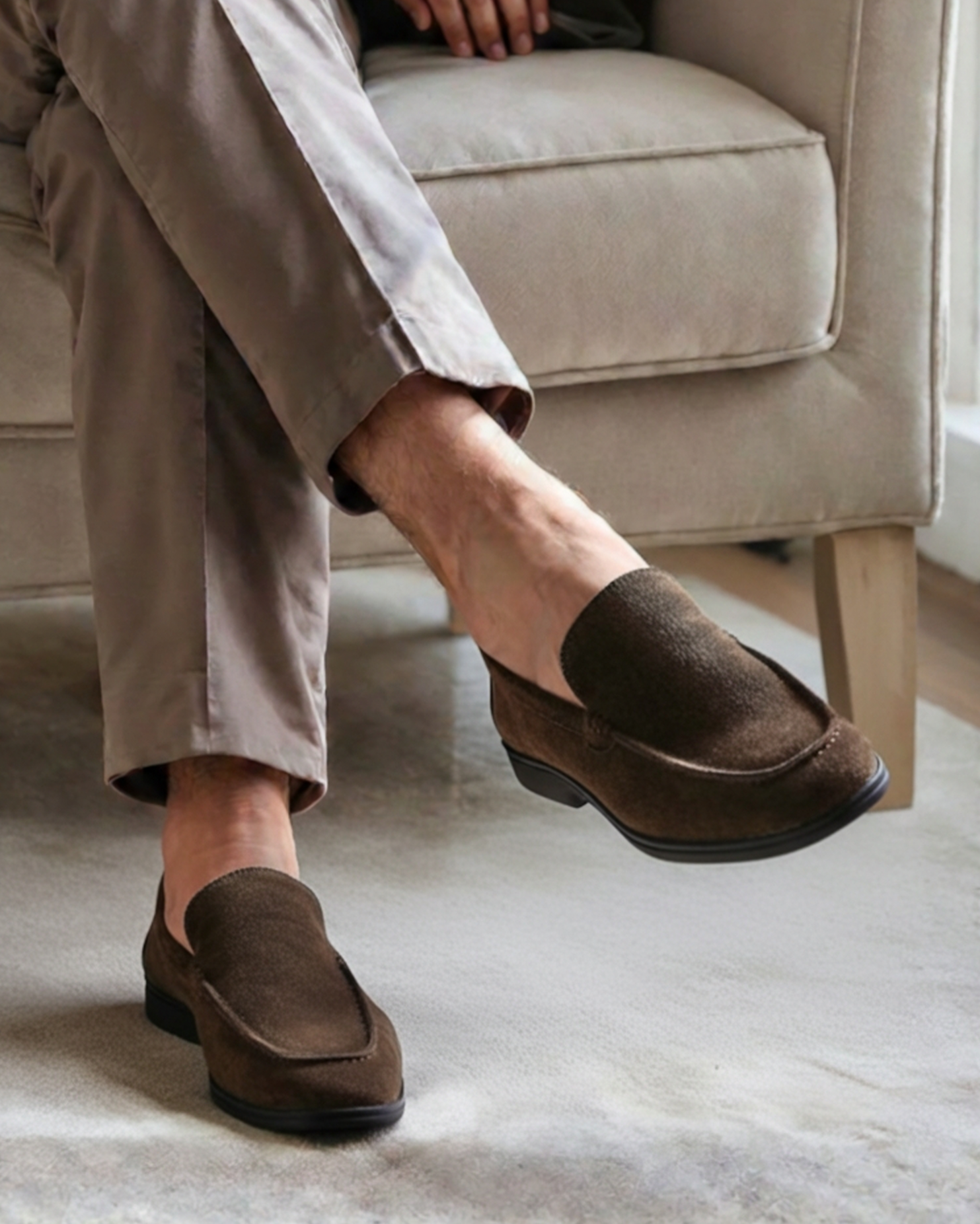 Black Sole Suede Loafers