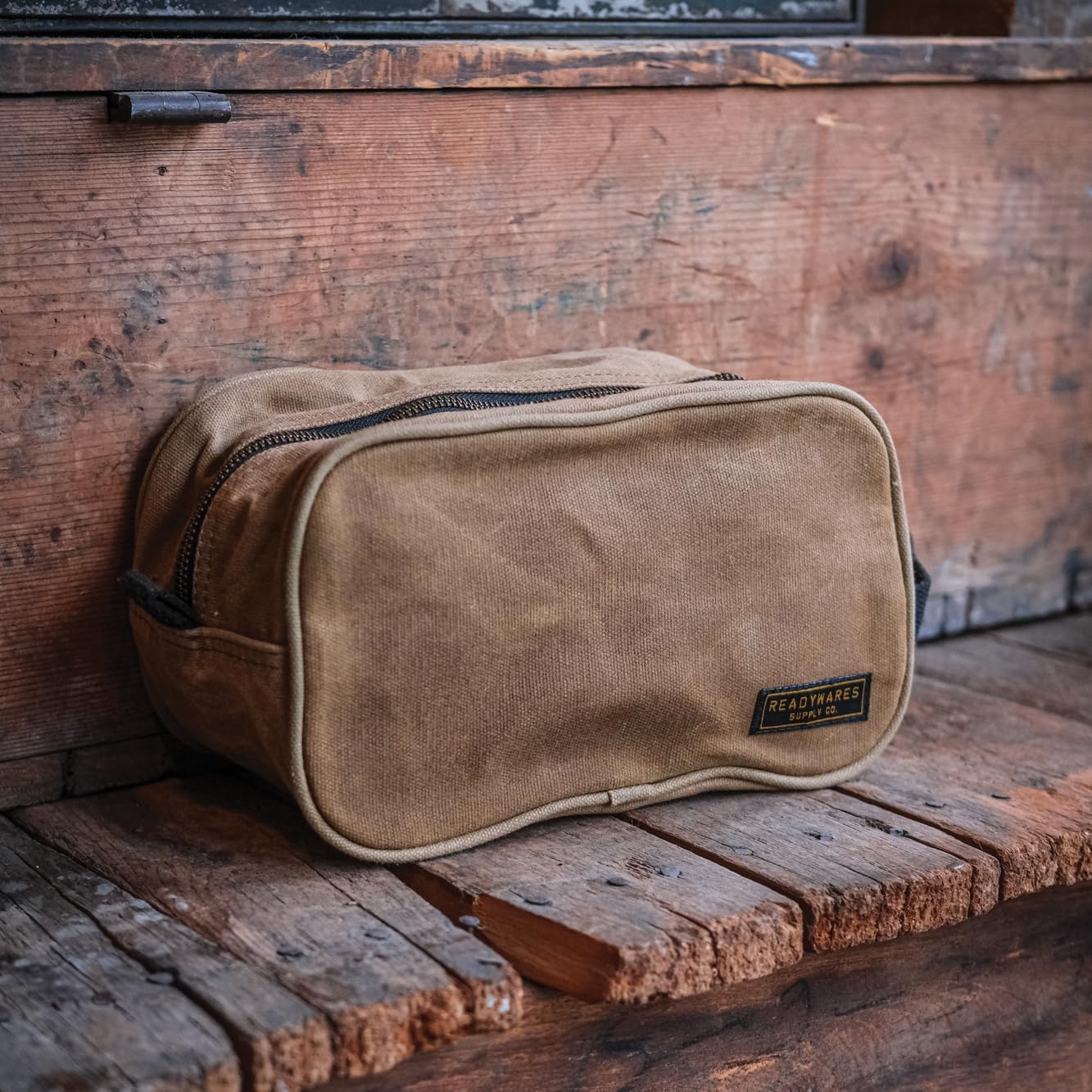 Readywares Toiletry Bag | Waxed Canvas Travel Dopp Kit for Men, Tan