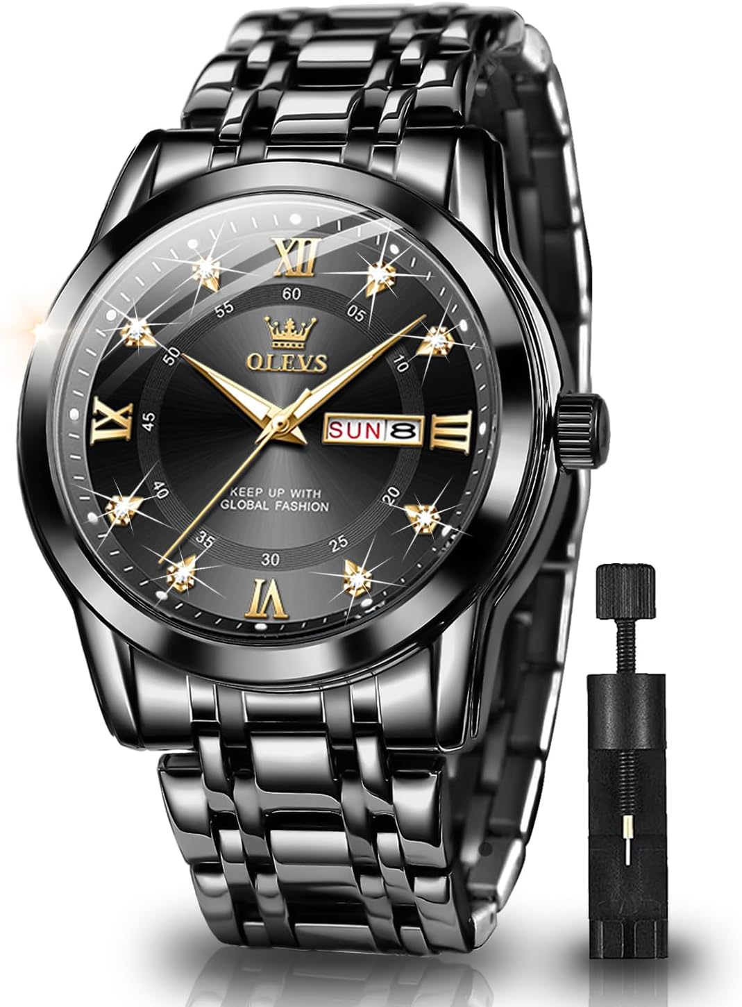 OLEVS Stainless Steel Quartz Men's Watch – Gold, Blue, Black or White Dial
