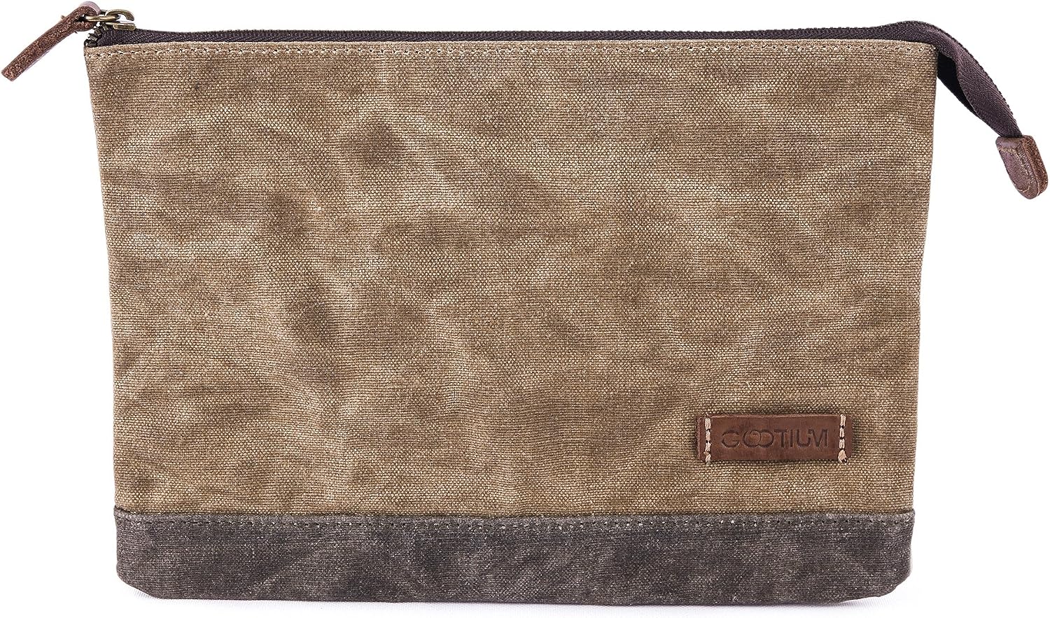 GOOTIUM Waxed Canvas Zip Pouch Set - Zippered Makeup Bag Office Supply Folio Pencil Bag Multipurpose Organizer Accessories Holder (2 PACK)