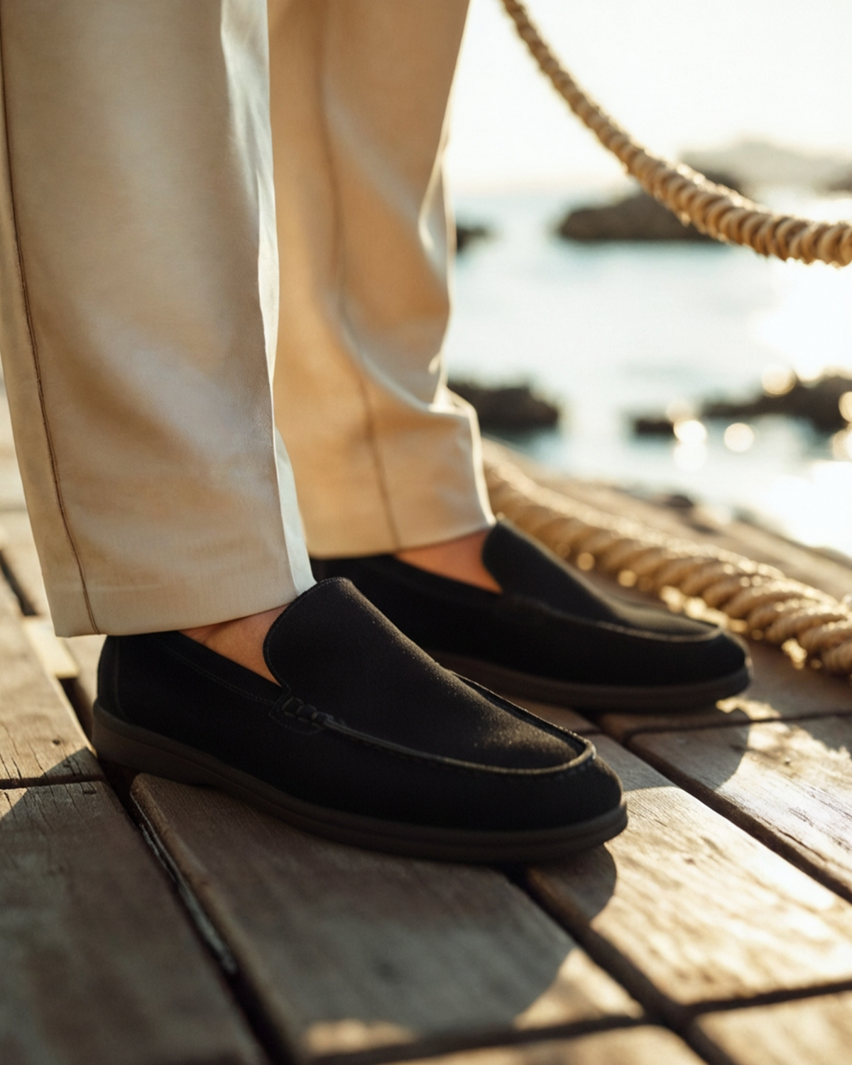 Black Sole Suede Loafers