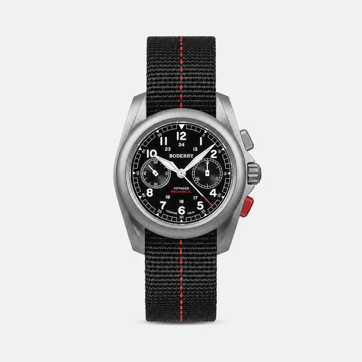 VOYAGER Chronograph - Titanium Mechanical Field Watch, 100M Water Resistant | Black