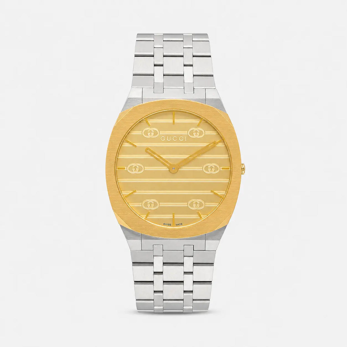 GUCCI 25H 38 mm Quartz Stainless Steel Gold Dial Men's Watch