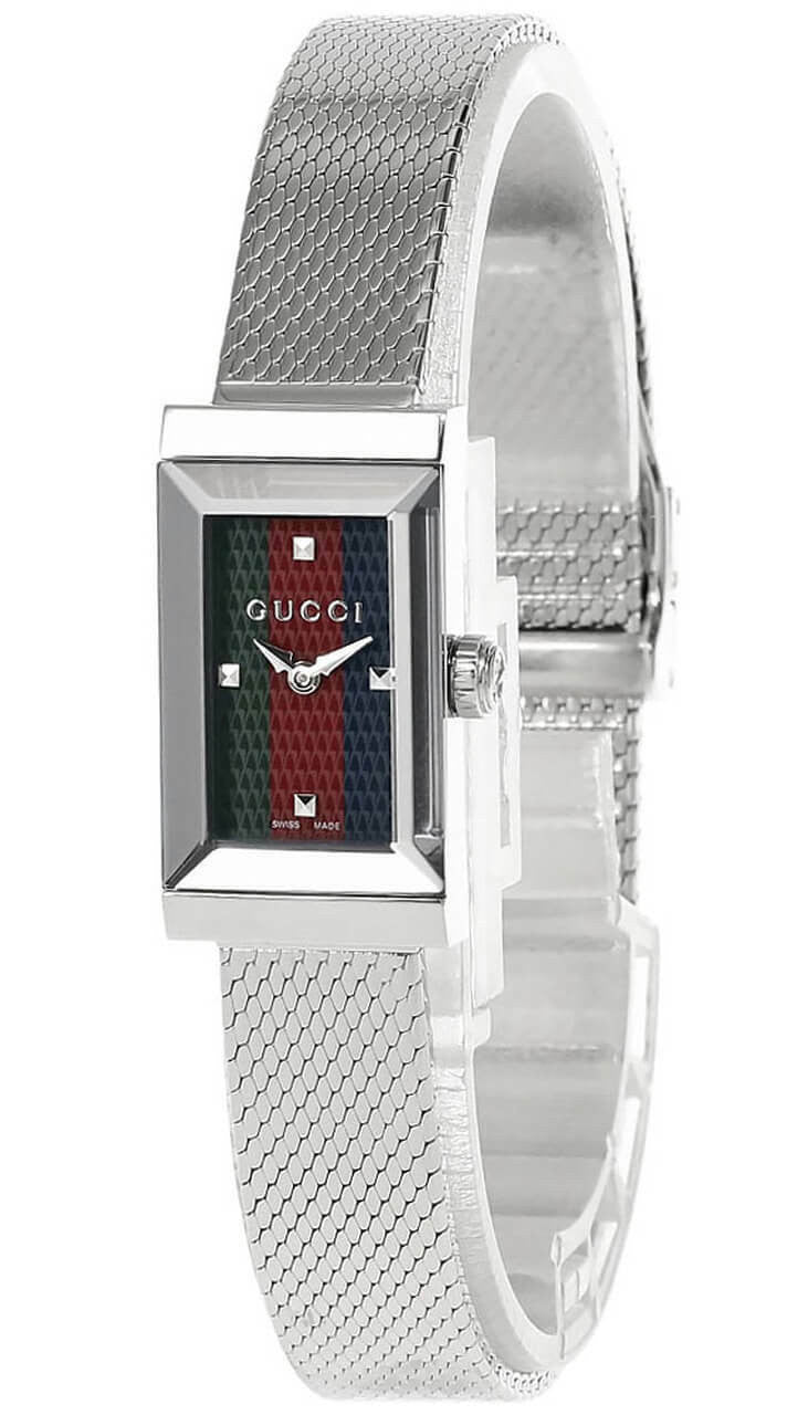 GUCCI G-Frame 14x25 mm Stainless Steel Green/Red/Blue Dial Women's Watch