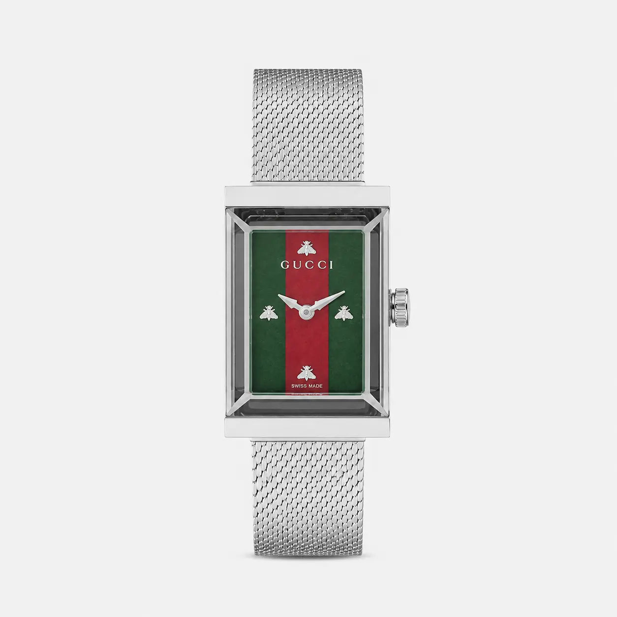 GUCCI G-Frame 21MMx34 mm Green/Red MOP Dial Mesh Bracelet Watch