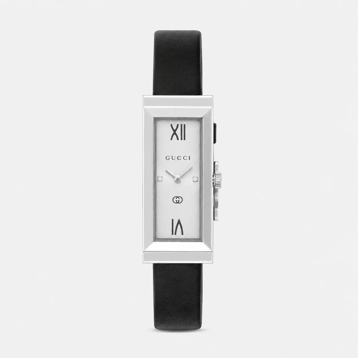 GUCCI G-Frame Quartz 14x34 mm Black Dial Leather Women's Watch