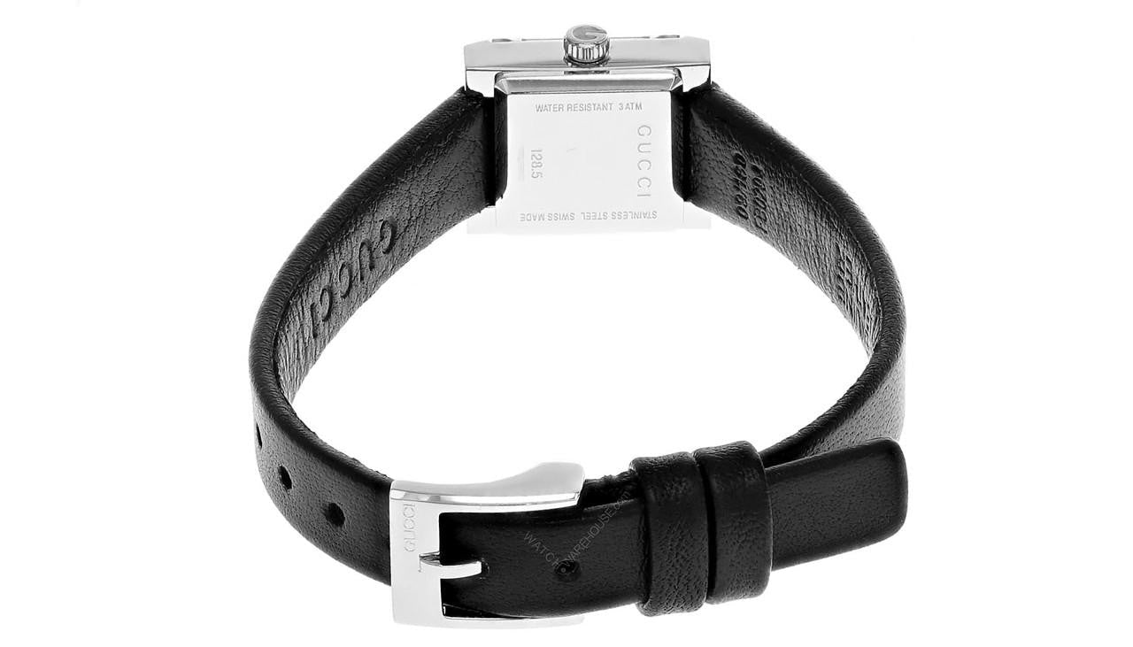 GUCCI G-Frame Quartz Stainless Steel 14x18 mm Black Dial Leather Women's Watch