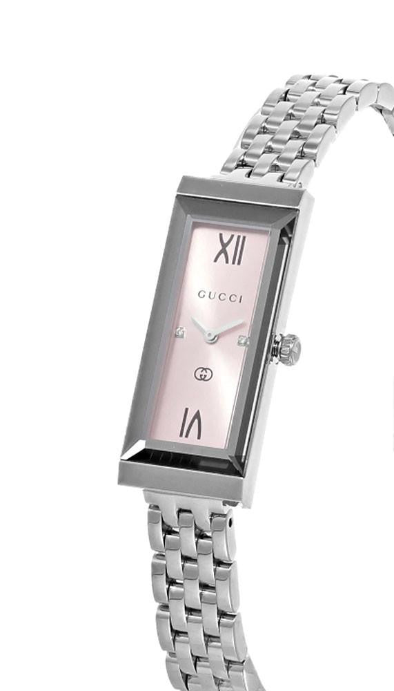 GUCCI G-Frame Quartz Stainless Steel 14x34 mm Pink Dial Women's Watch