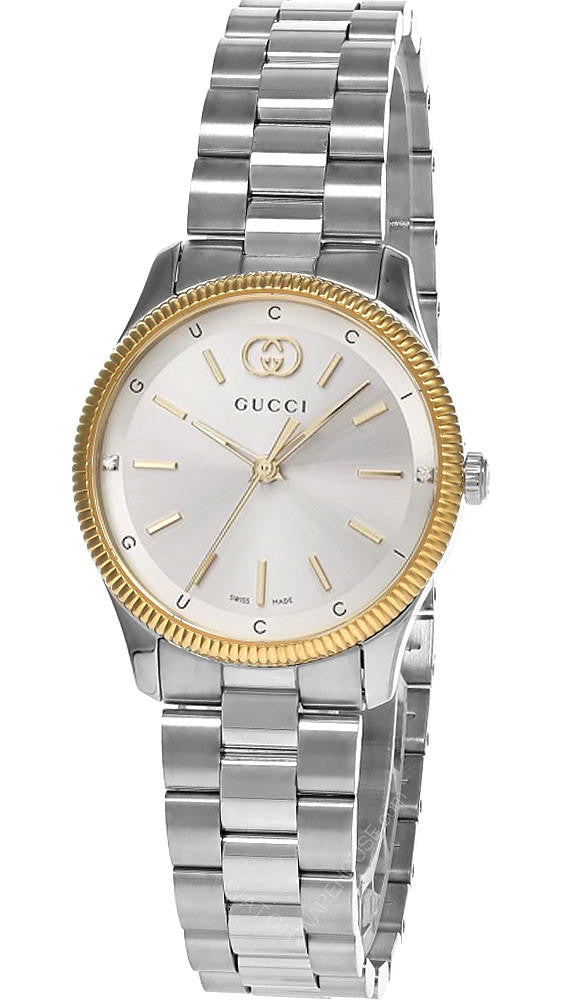 GUCCI G-Timeless 29 mm Stainless Steel Silver Dial Two-Tone Women's Watch