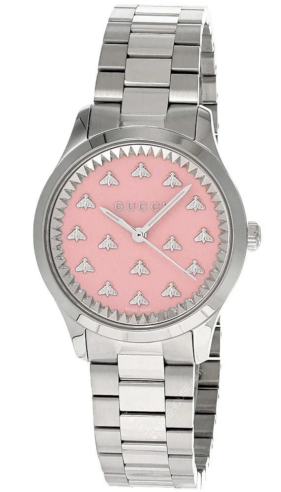 GUCCI G-Timeless 32 mm Quartz Stainless Steel Pink Dial Women's Watch