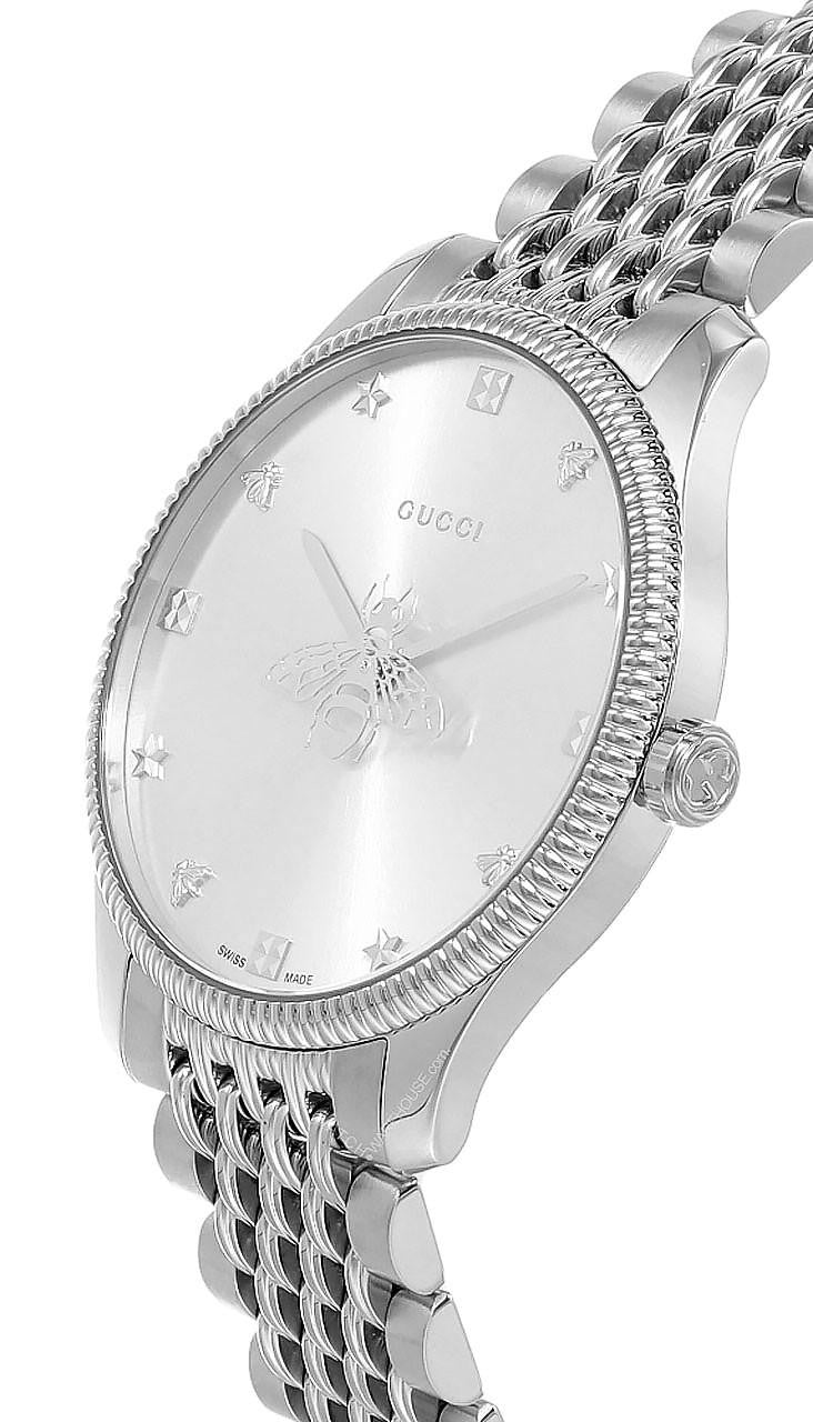 GUCCI G-Timeless 36 mm Stainless Steel Silver Dial Slim Unisex Watch