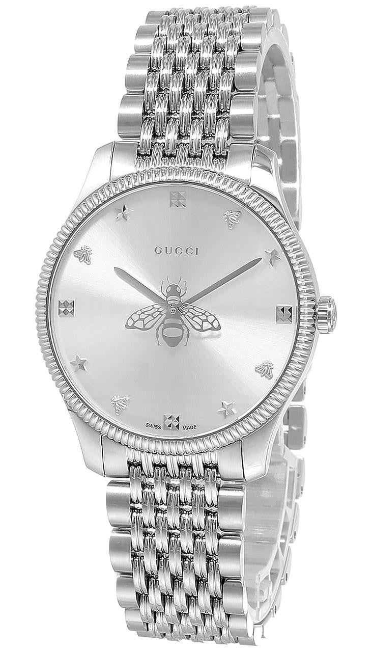 GUCCI G-Timeless 36 mm Stainless Steel Silver Dial Slim Unisex Watch