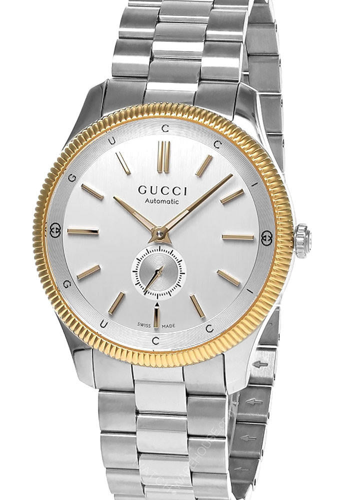 GUCCI G-Timeless Automatic 40 mm Stainless Steel Silver Dial Two-Tone Men's Watch