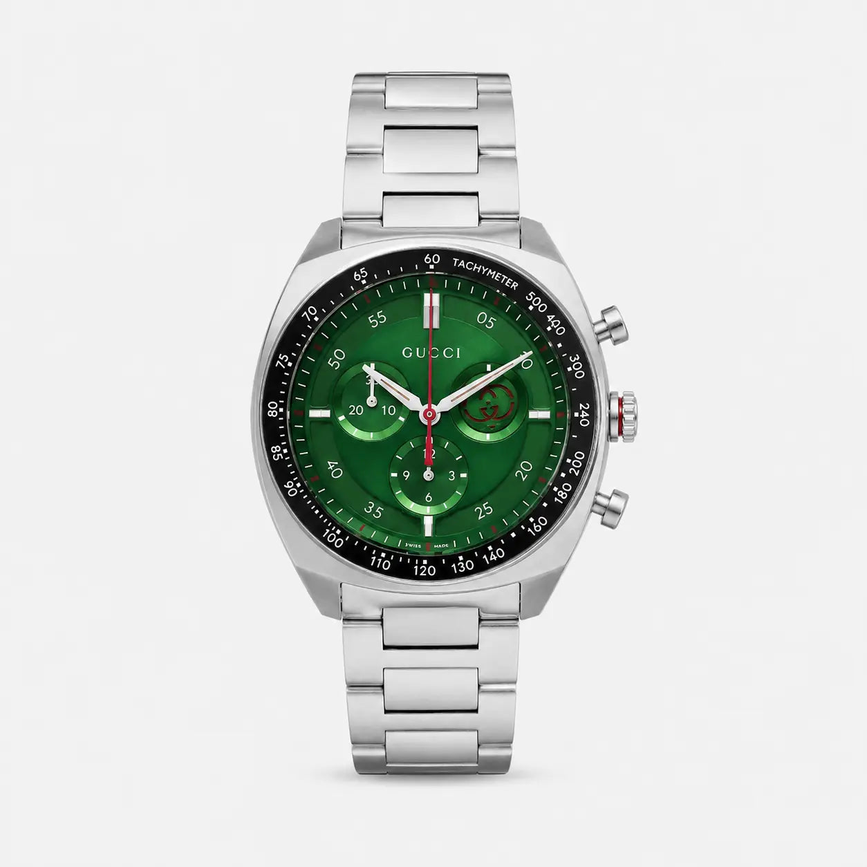 GUCCI Interlocking G Quartz Stainless Steel 41 mm Green Dial Men's Watch