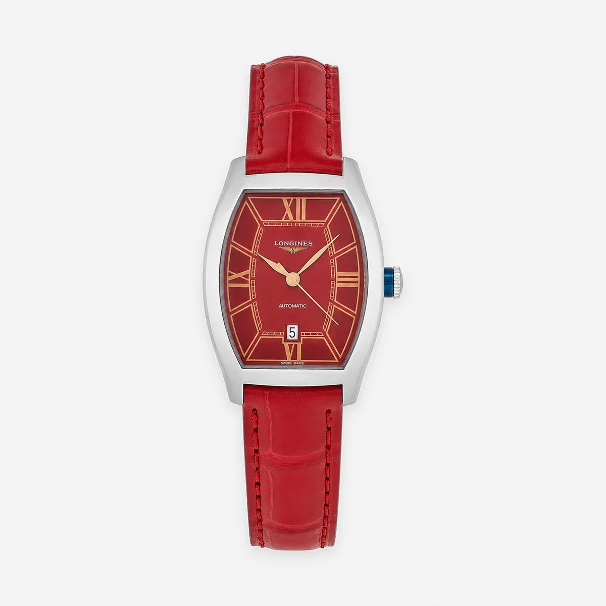 LONGINES Evidenza Automatic 30 mm Red Dial Leather Women's Watch