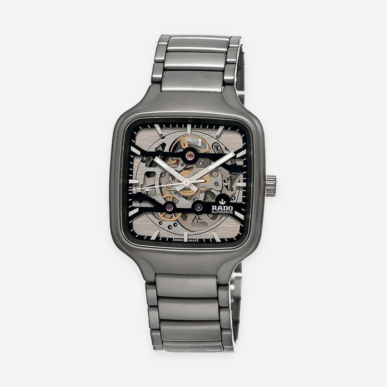 RADO True Square Automatic Stainless Steel 38 mm Skeleton Dial Men's Watch
