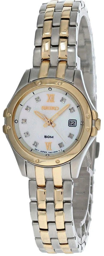 SEIKO 27 mm White MOP Dial Stainless Steel Women's Watch