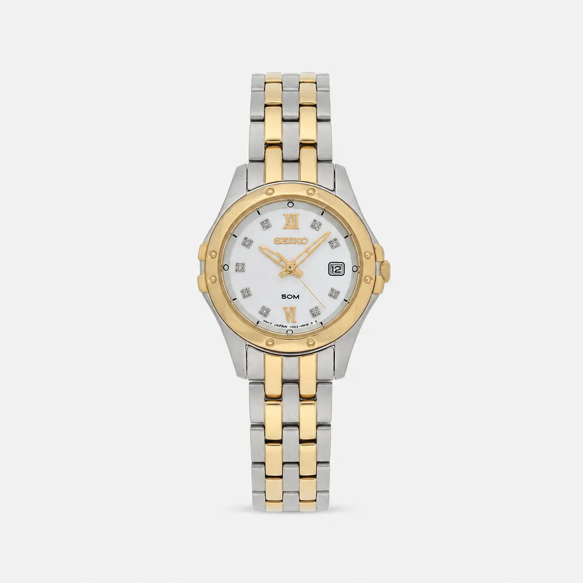 SEIKO 27 mm White MOP Dial Stainless Steel Women's Watch
