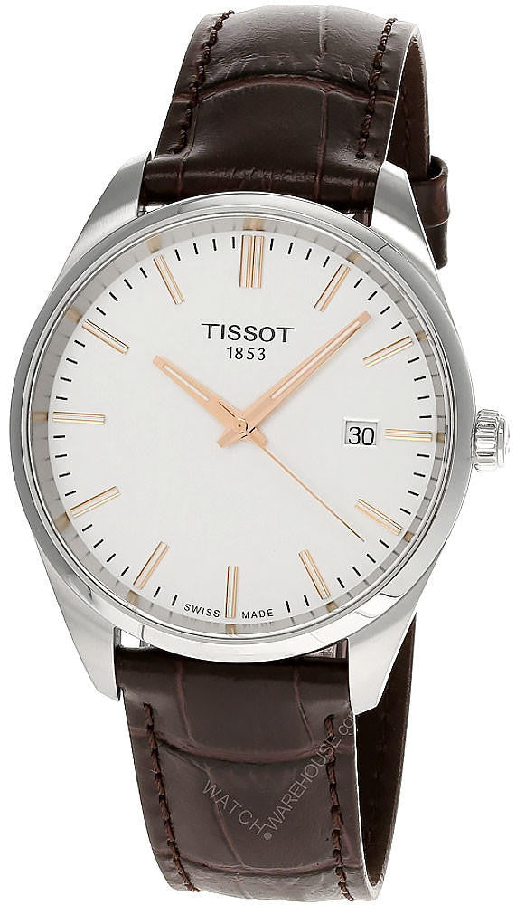 TISSOT PR 100 Quartz 40 mm Silver Dial Brown Leather Men's Watch